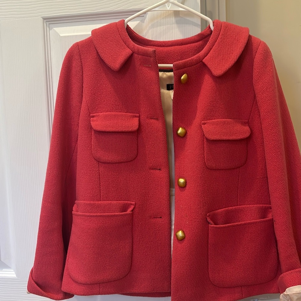 Pink wool blazer with gold buttons size 2